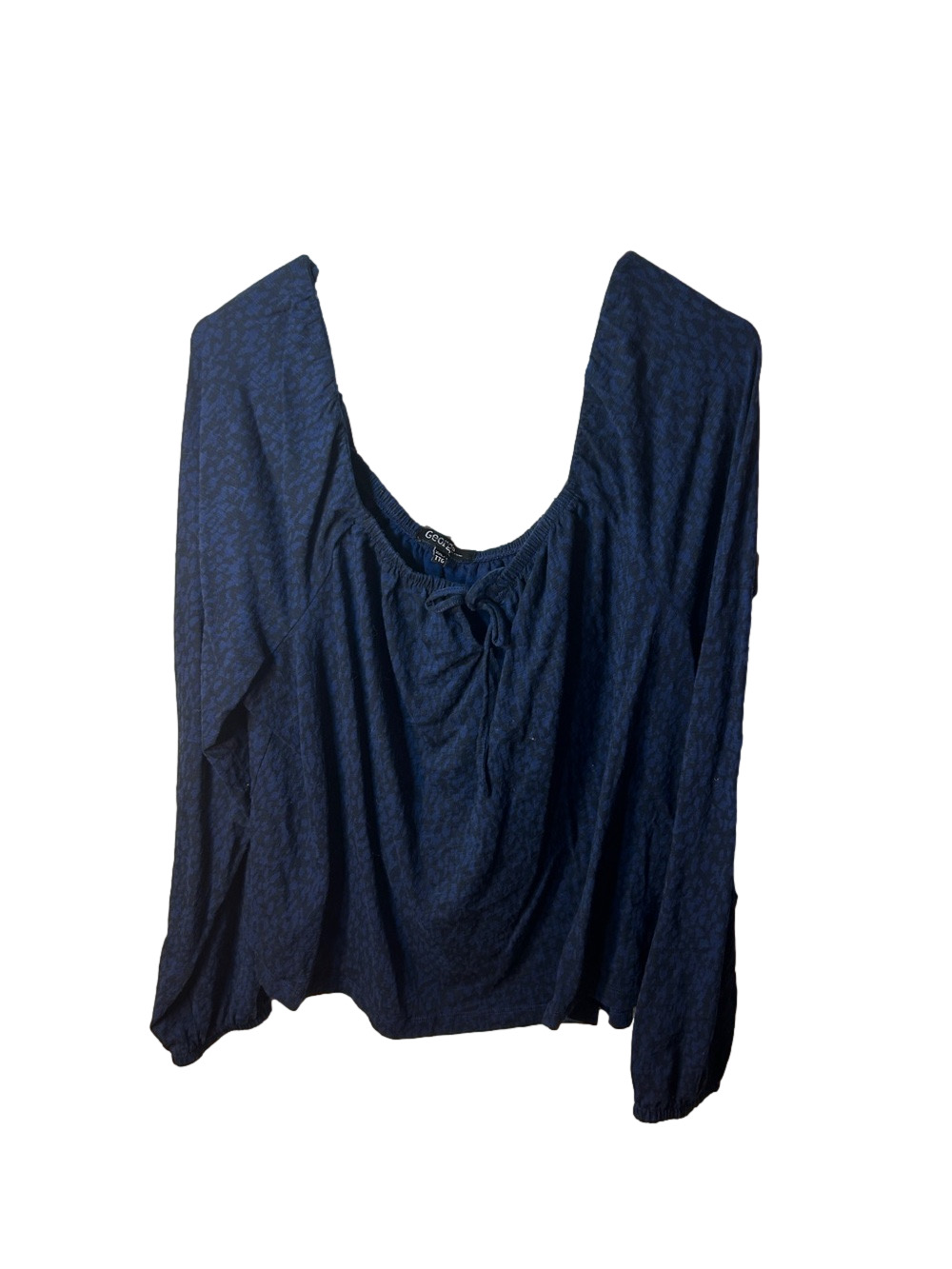 George Navy Blue watercolour Off Shoulder Square Neck Long Sleeve Top size XXL